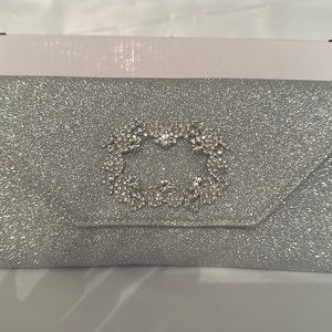 Nina Silver Glitter Clutch